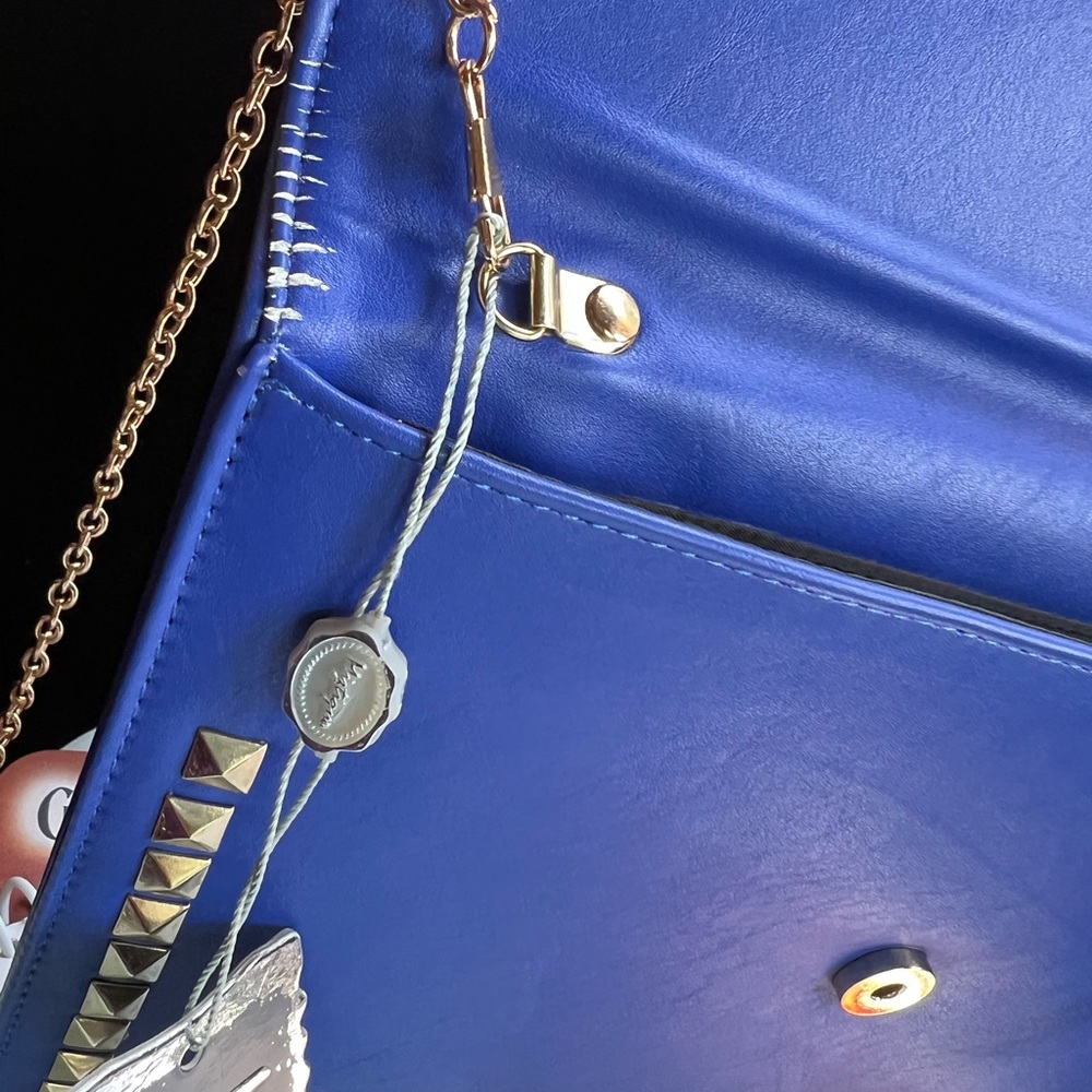 Miztique designer cobalt blue gold chain strap hardware bag - Picture 10 of 13